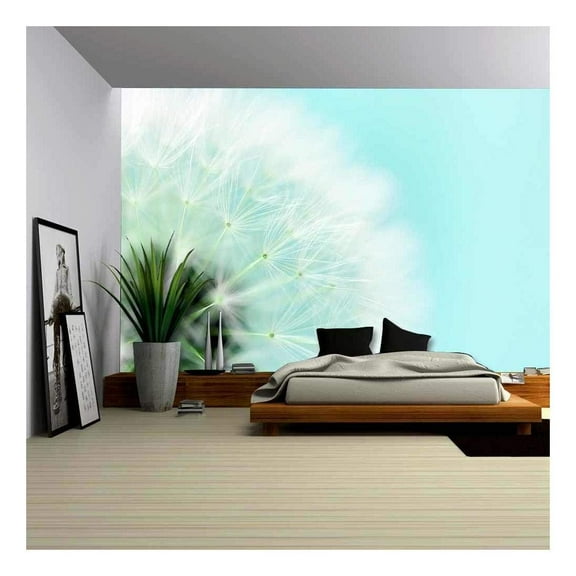 wall26 - Dreamy Dandelion Macro - Removable Wall Mural | Self-Adhesive Large Wallpaper - 100x144 inches