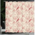 thumbnail image 3 of Ambesonne Floral Shower Curtain, Vintage Style Flowers Art, 69"Wx84"L, Eggshell and Vermilion, 3 of 4