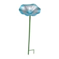 thumbnail image 3 of Baño para pájaros, comedero para pájaros de pie con forma de flor, decoración metálica decorativa, comedero para pájaros para jardín, patio, césped, azul, 3 of 8
