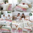 thumbnail image 5 of Abstract Street Art Duvet Cover Set Twin Size, Pink Gold Geometric Style 4 Piece Soft Microfiber Bedding Set with 1 Duvet Cover, 1 Flat Sheet, 2 Pillowcases, 5 of 9