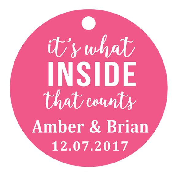 100 PCS It's What Inside That Counts Custom Gift Paper Tags Personalized Round Wedding Favor Hang Tags