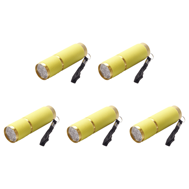 5 Uds 9LED Mini Linterna Camping Antorchas Aleación Aluminio Impermeables () Amarillo