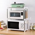 thumbnail image 1 of HLONK Expandable Microwave Rack  Stainless Steel Kitchen Storage  Countertop Microwave Shelf  Space-Saving Kitchen Rack, 1 of 7