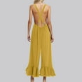 thumbnail image 4 of Lenpel Jumpsuits for Women Casual Loose Sleeveless Ruffle Wide Leg Rompers Trendy Overalls with Pockets, 4 of 7