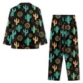 thumbnail image 4 of Kuiaobaty Cactus Geometric Print Women's Pajamas Set Pajamas Set Soft Long Sleeves Tops Button Down T-Shirts with Full Length Pants Casual Soft Home Sleepwear Nightgown White, L, 4 of 7