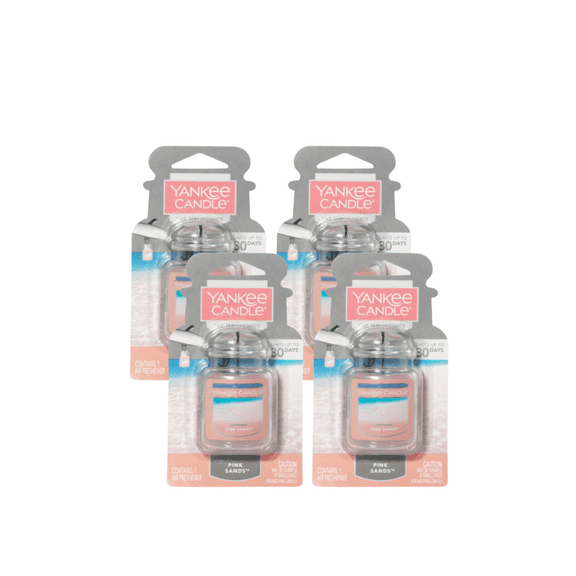 Yankee Candle Car Jar Ultimate Hanging Car Air Fresheners, Pink Sands, 0.96 oz (Pack of 4)