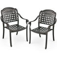 thumbnail image 1 of Costway 2pcs Patio Cast Aluminum Armrest Chairs Dining Stackable Outdoor Bronze, 1 of 8