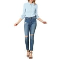 thumbnail image 2 of MODA NOVA Junior's Peter Pan Collar Self Tie Neck Puff  Sleeve Shirt Light Blue XL, 2 of 5