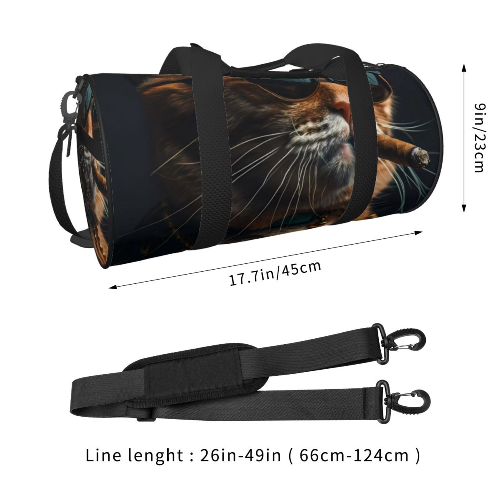 Vsdgher Dapper Cat in Sunglasses 45L Foldable Duffel Bag, Sports Gym Bag,Overnight Bag, Portable Weekender Bag for Airplanes