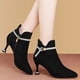 thumbnail image 3 of NECHOLOGY Botas Mujer Adulto Femenino Zapatos Botines de mujer Tacones con de imitación puntiagudos, botines cortos de tacón delgado a la moda para mujer (Black, 8.5), 3 of 7