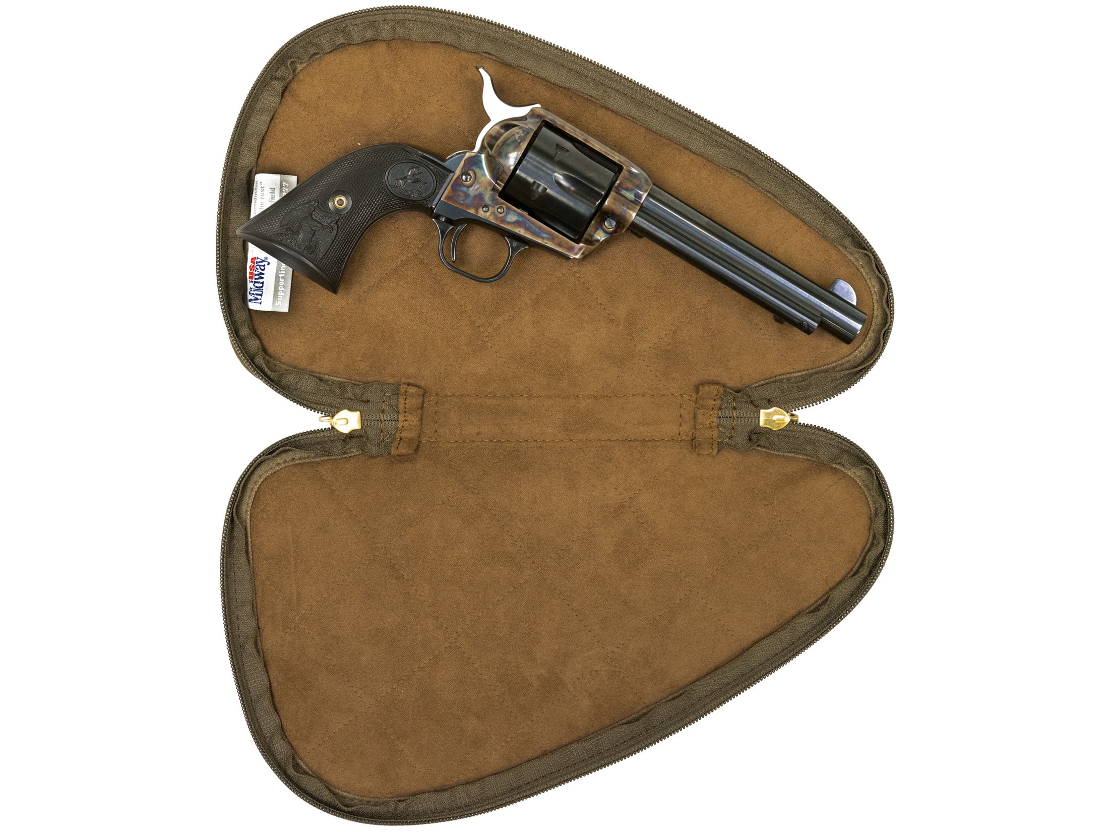 MidwayUSA Waxed Canvas Pistol Case Large Olive Brown