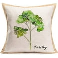 thumbnail image 4 of Set of 4 Watercolor Style Wild Floral Throw Pillow Covers Vintage Green Herb Plant Farmhouse Decorative Throw Pillow Case Parsley Rosemary Thyme Cushion Cover for Home Sofa 18" x 18" (4pc Herb Floral), 4 of 6