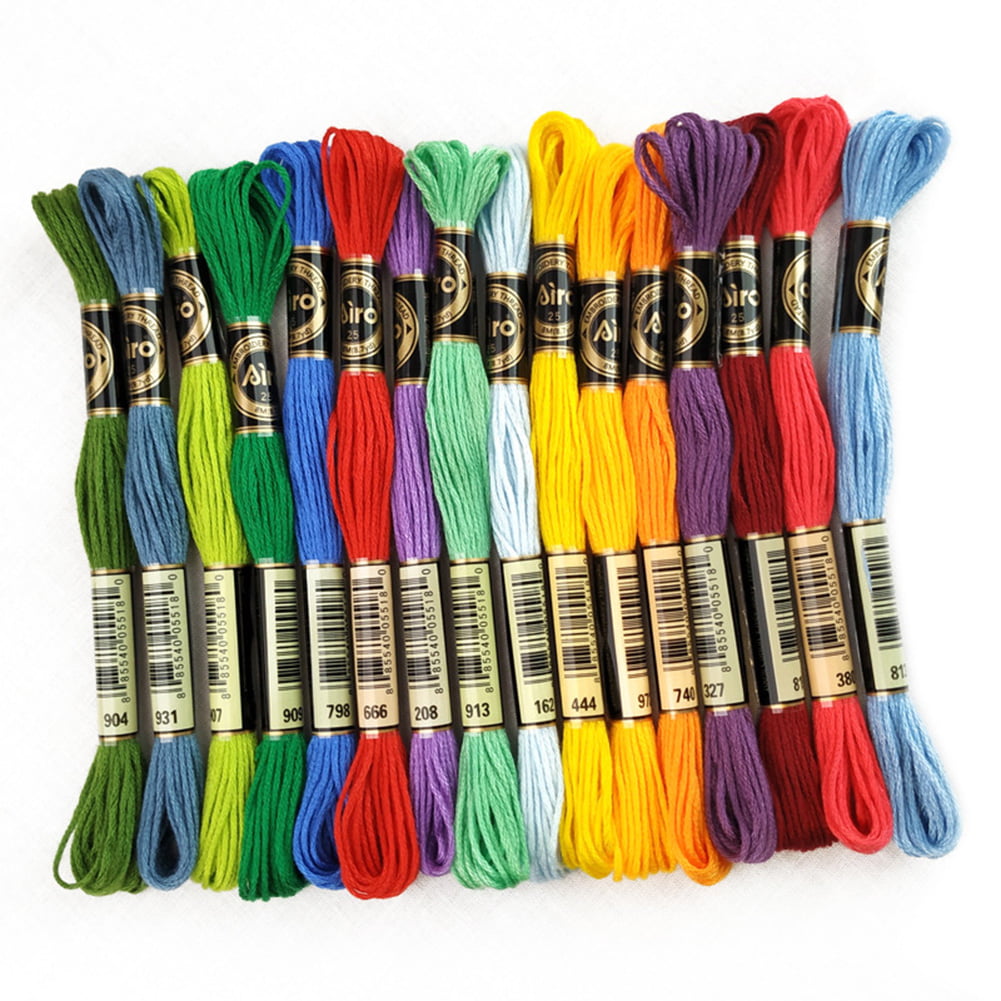 EMBROIDERY THREAD FLOSS 12 SKEINS ASSORTED COLOURS 100% MERCERISED COTTON STITCH 