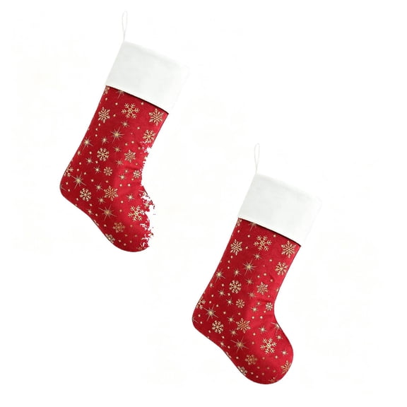 2 Pack Christmas Stockings with Snowflake,Cute Christmas Stockings,Christmas Stocking,Red White Christmas Stocking for Kids Family Holiday Decorations Xmas Tree Fireplace