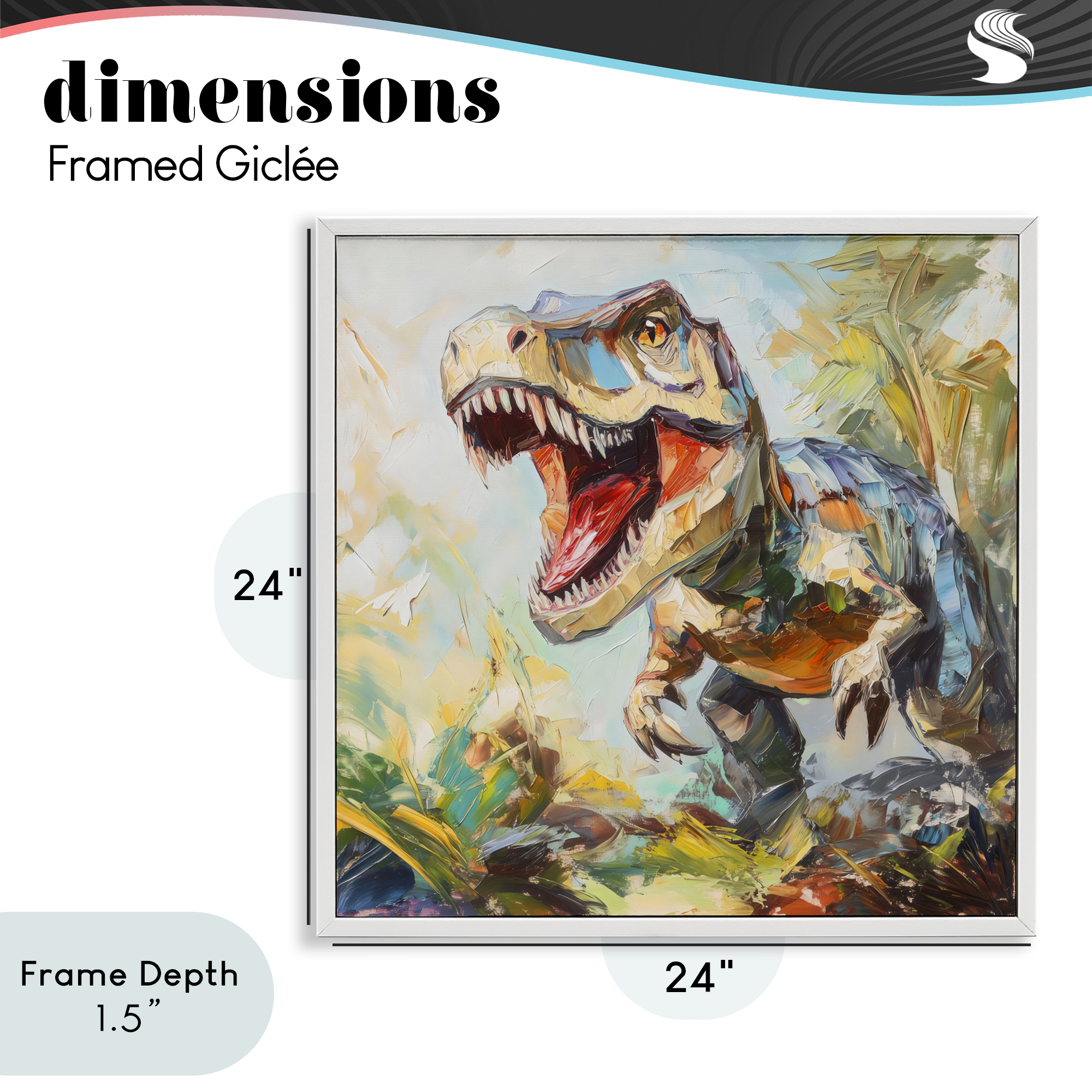 Stupell Industries Enchanting T-Rex Roar White Framed Giclee Art, design by Creative Studio