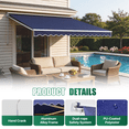 thumbnail image 5 of Sunmthink 12x10 FT Manual Retractable Awning, Waterproof Patio Sun Shade Canopy with Crank Handle, PA Coated Polyester for Backyard, Deck & Window, Bule, 5 of 8