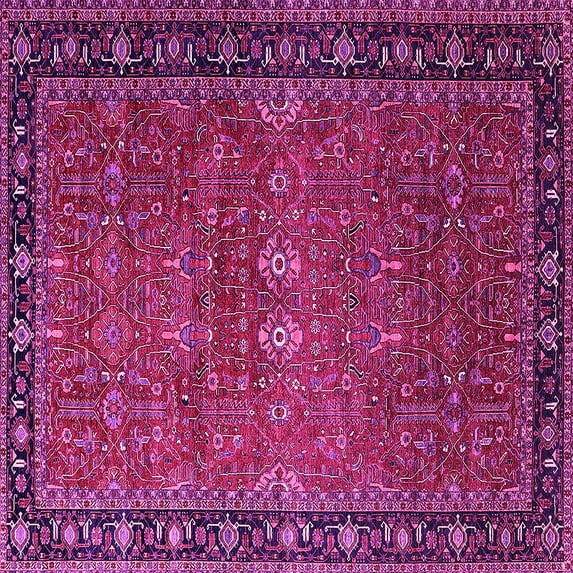 Ahgly Company Indoor Square Oriental Pink Industrial Area Rugs, 7' Square