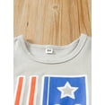 thumbnail image 4 of Seyurigaoka 2Pcs Baby Boy Independence Day 4th of July Suits, Round Neck Sleeveless Letter Pattern Tank Tops Vest + Elastic Stripe Star Shorts, 4 of 9