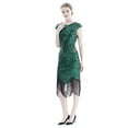 thumbnail image 2 of Vintage Flapper Great Gatsby Party Dress O-Neck Sleeveless Sequin Beaded Tassel Evening Dress Vestidos Feminina,Green, 2 of 10