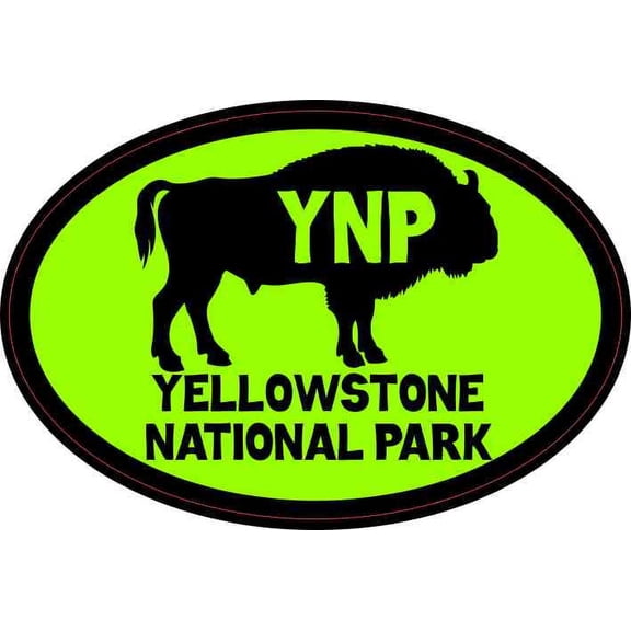 4.5in x 3in Green Buffalo Yellowstone National Park Sticker