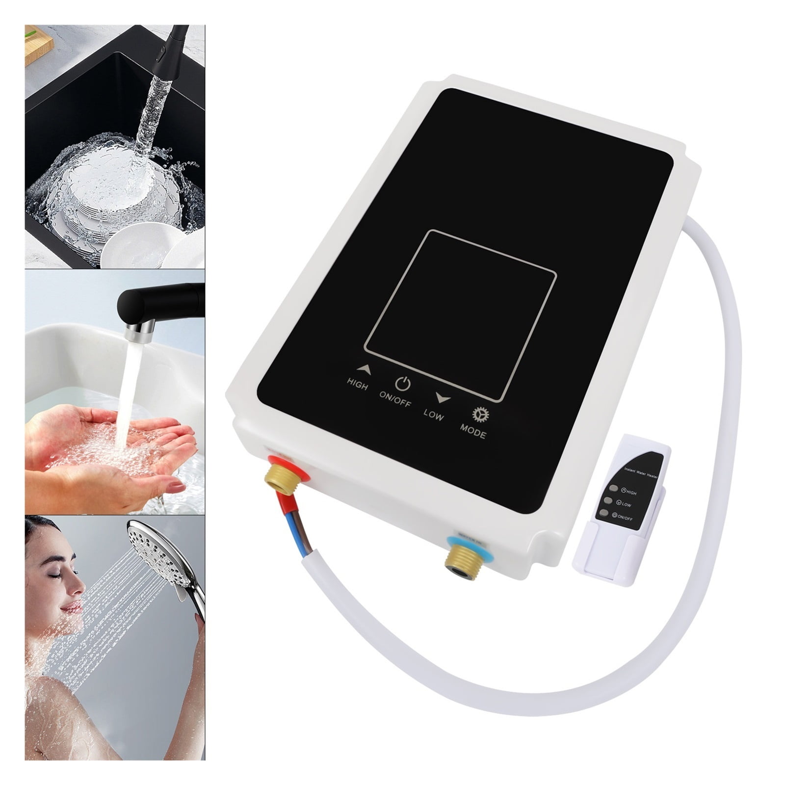 Electric Household Instant Tankless Water Heater For Bathroom Shower With Touchscreen & Remote Control ,Safety Protections
