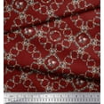 thumbnail image 2 of Soimoi Red polyester Crepe Fabric Floral Wreath Geometric Print Sewing Fabric Yard 52 Inch Wide, 2 of 5