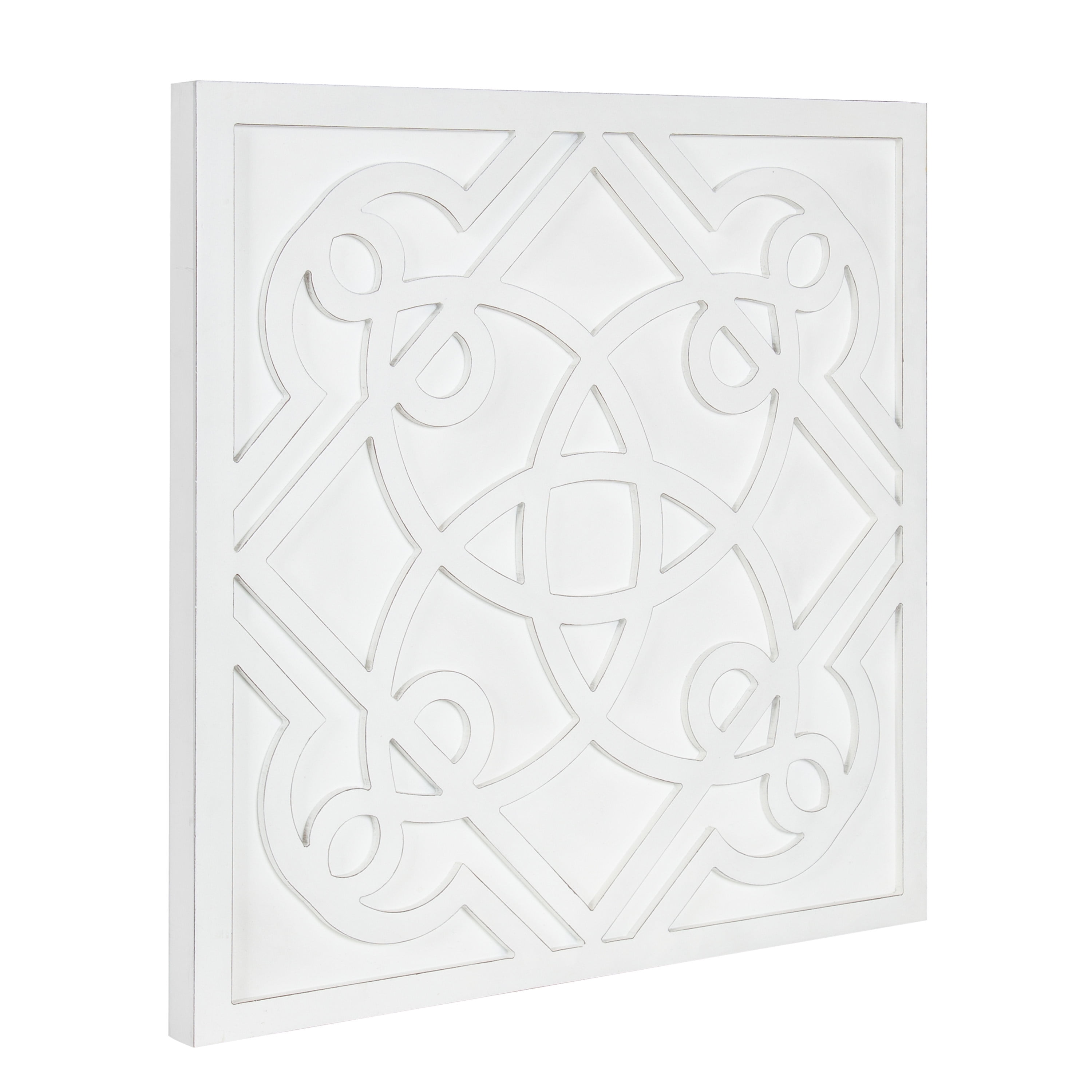 Mercador White Wooden Square Wall Art Plaque, 24 x 24
