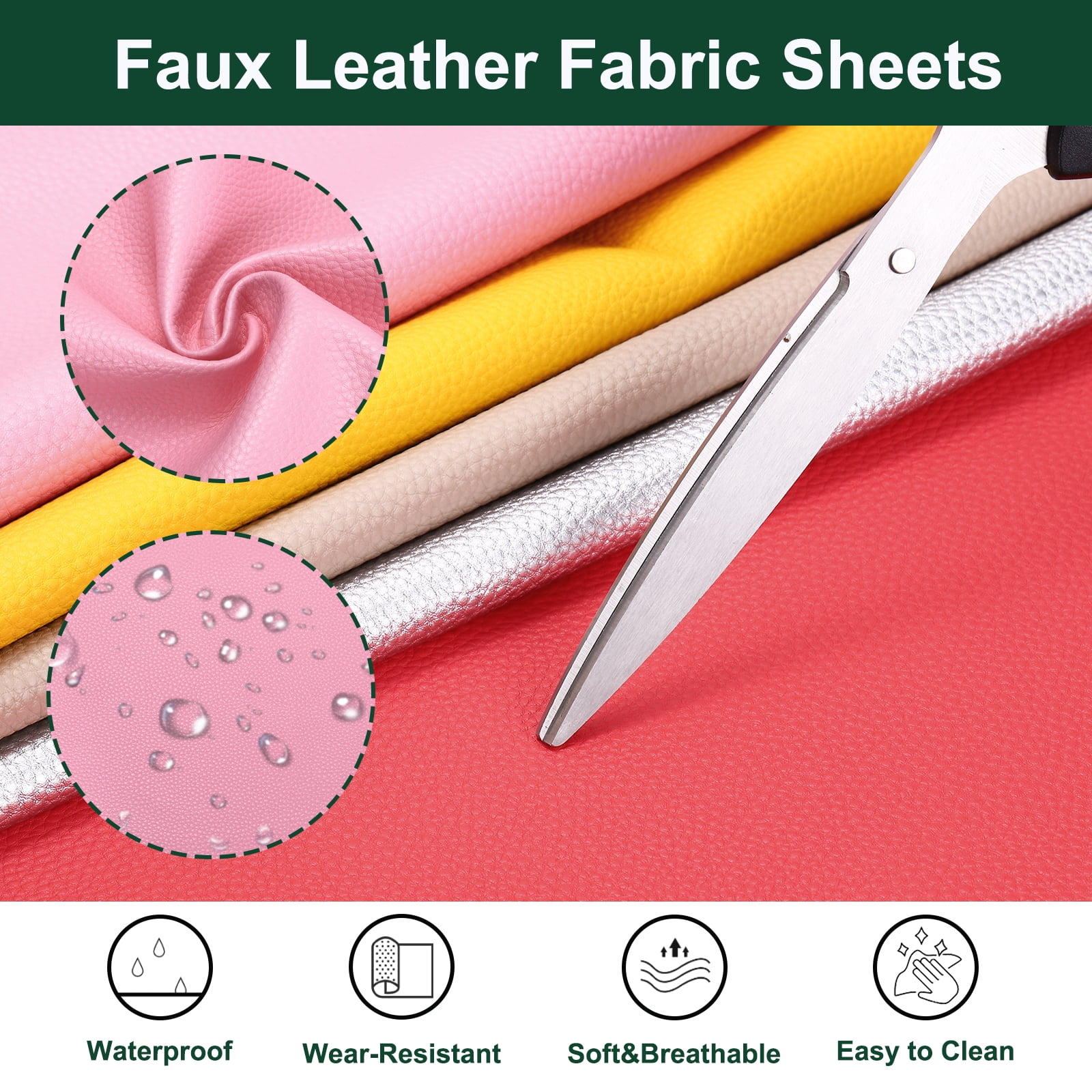 Uxcell Faux Leather Fabric Sheets, 54x36 Inch Waterproof Solid Soft PU Synthetic Leather Sheet for Upholstery Replacement Renovate Sofa Furniture Bag Crafts DIY Sewings(Pink)