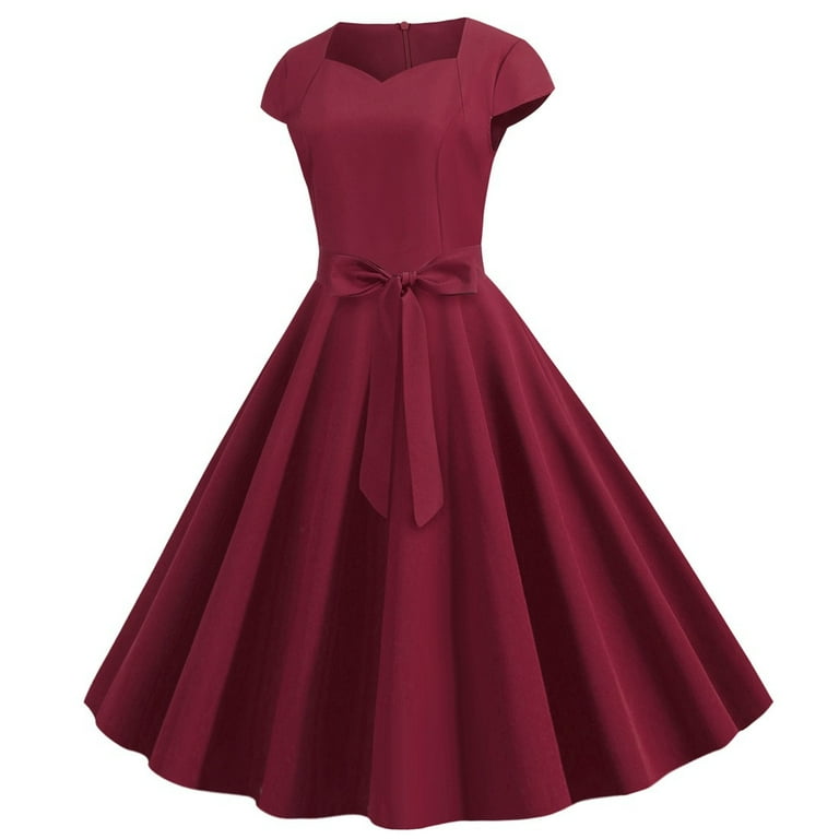 Women's Summer Retro Vintage 1950s Tea Party Prom Dress Elegant Formal Dress  Cocktail Party A Line Flare Swing Dress - Walmart.com