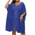 thumbnail image 2 of HOMBOM Womens Plus Size Swimsuit Cover Up Sheer Beach Cover Up Mesh V Neck Holiday Summer Dresses for Ladies, 2 of 4