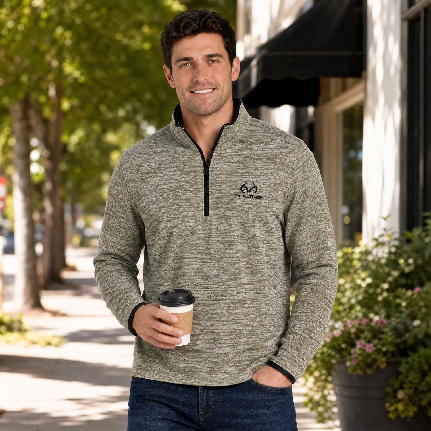 Realtree Men's Fleece Quarter Zip Pullover Sweatshirt, Sizes S-2XL