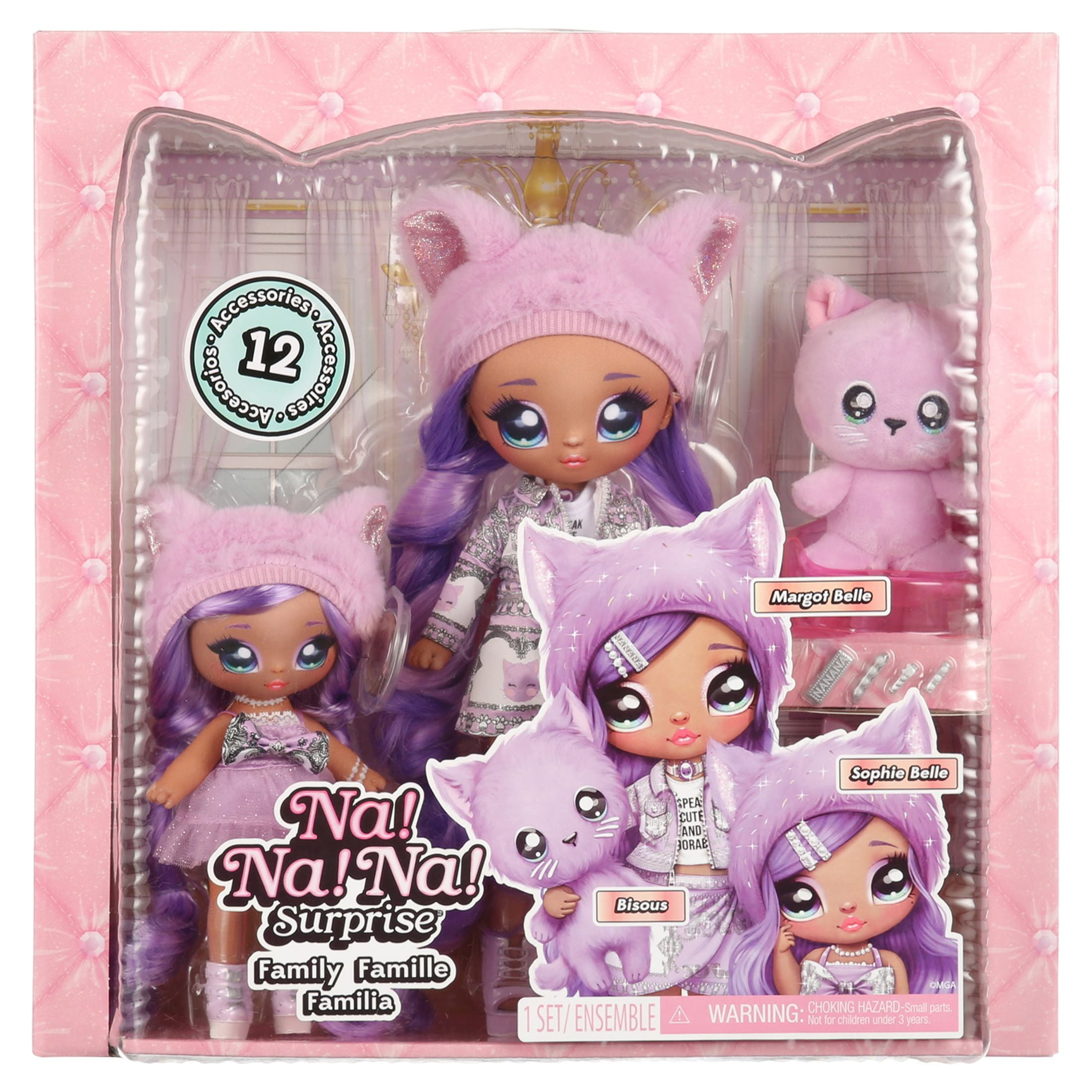 Na Na Na Surprise Family Fashion Dolls Multipack - 2 Dolls, Pet Kitty,  Accessories