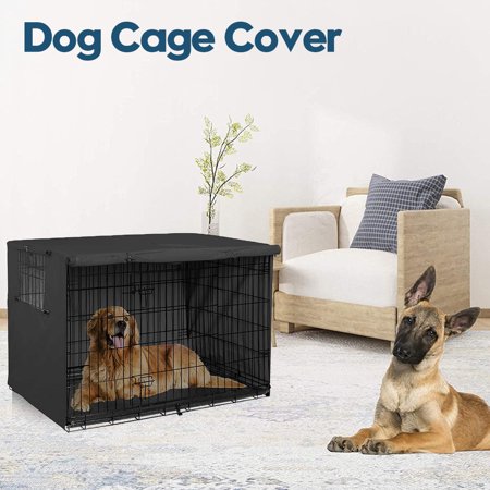 Fyeme Pet Kennel Cover,Windproof Pet Kennel Cover Universal Privacy Pet Kennel Cage Covering Breathable Double Door Cloth Cover