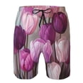 thumbnail image 3 of Salouo Purple And Pink Tulip Bouquet Pattern Swim Trunks for Men,Men's Hawaiian Bathing Suit Swimsuits Quick Dry Swimming Board Shorts Beach Shorts with Pockets-Large, 3 of 6