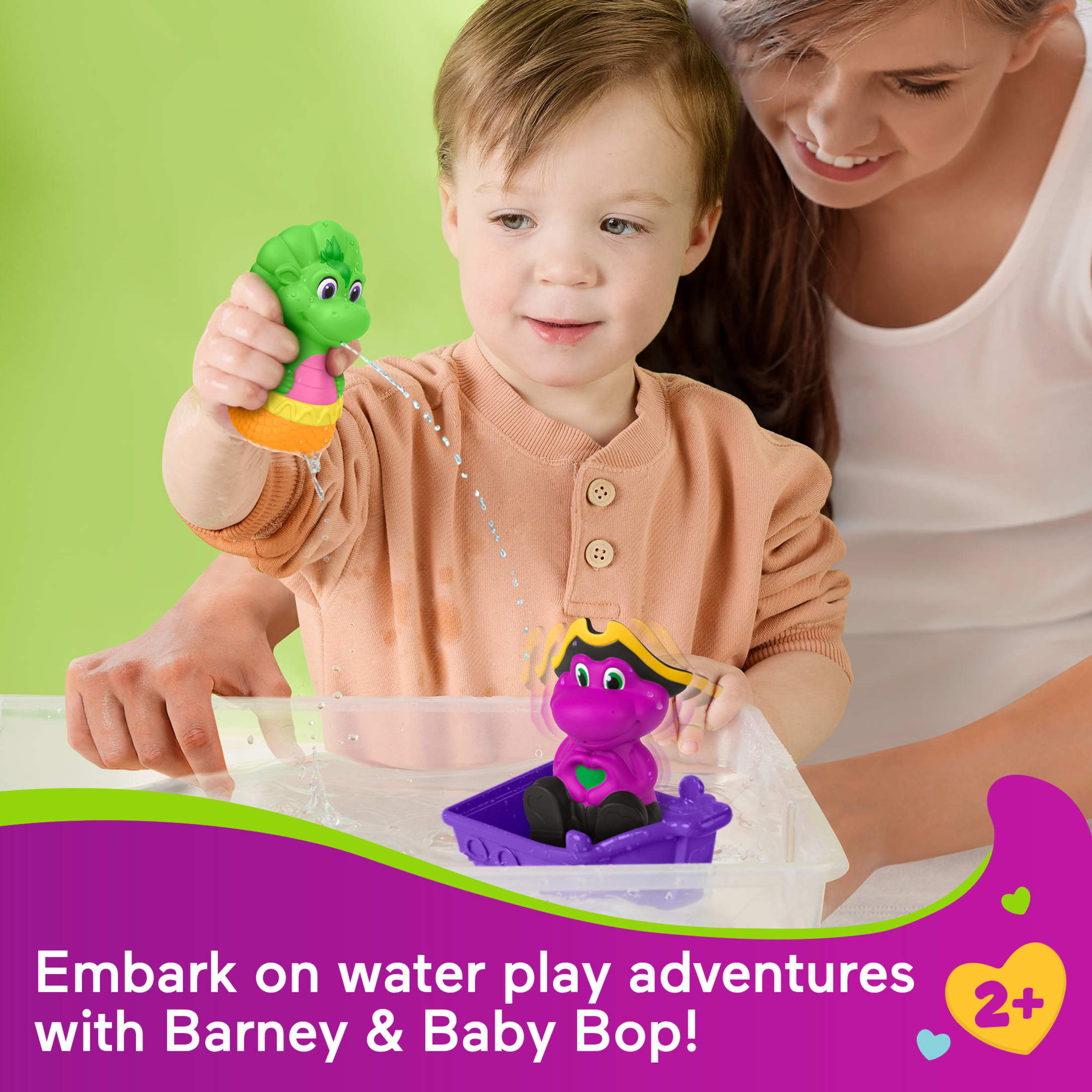 Fisher-Price Barney’s World Water Fun Pirate Ship, Barney, Baby Bop, 4-Piece Set for Water Play