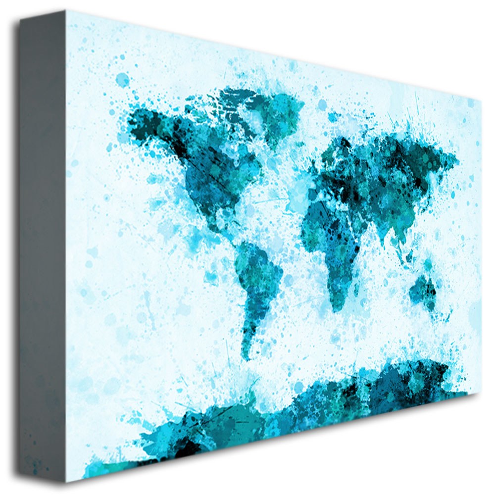 Trademark Art "World Map - Paint Splashes" Canvas Wall Art by Michael Tompsett