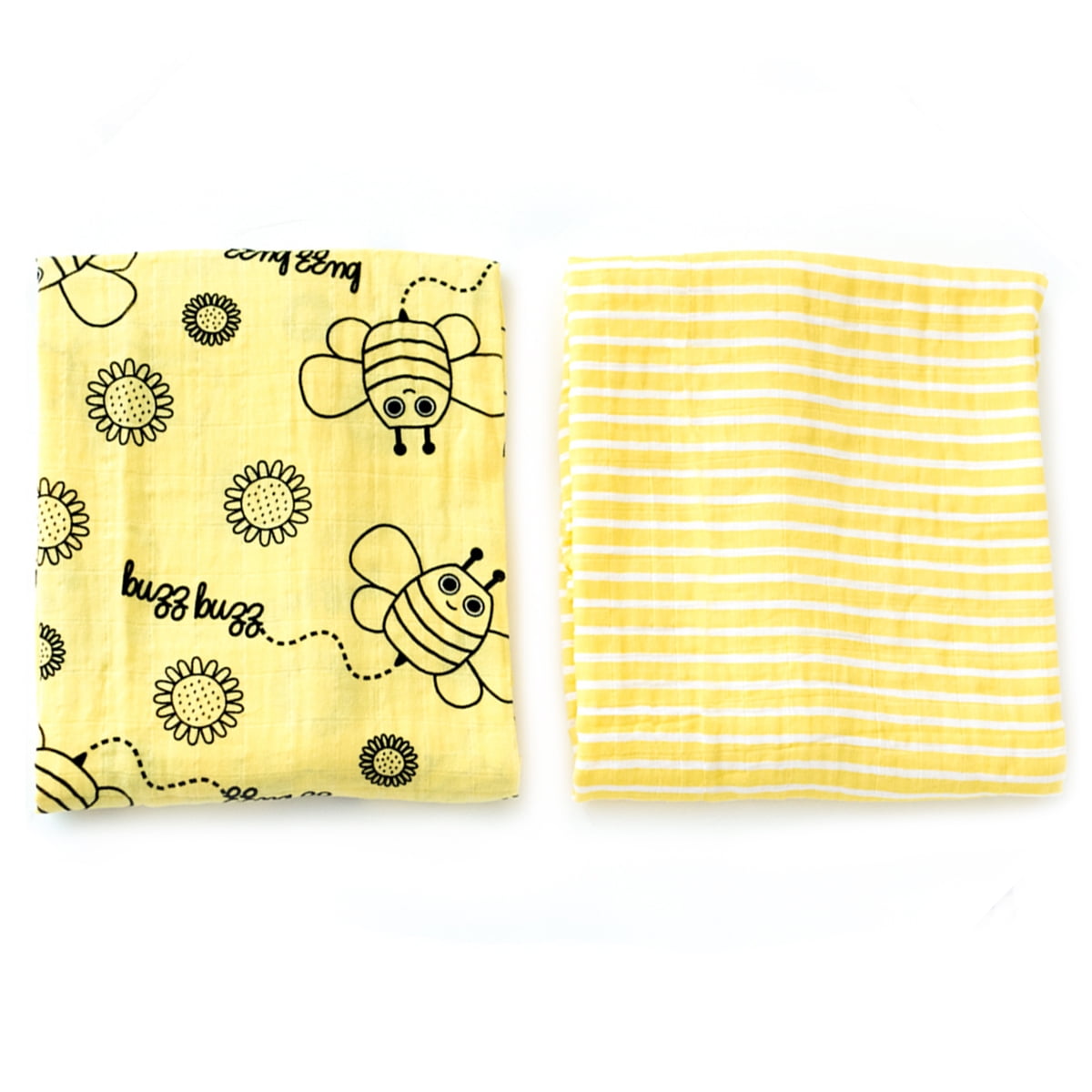 Bedtime Originals A Lambs & Ivy  2-Muslin Swaddles Bees/Stripes Green and Yellow 