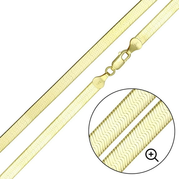 Gold Plated 925 Sterling Silver Herringbone 040 Chain 3.4mm Made in Italy 20" Jewelry Female Unisex