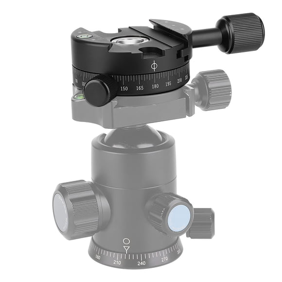 QJ01 aleación De Aluminio 360 Grados Cabeza De Trípode Panorámico Giratorio Con Nivel De Escala ARCA Abrazadera Para Fotografía Profesional Cámara DSLR Negra 60x31 Mm