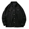 thumbnail image 2 of Lilgiuy Men Casual Solid Turndown Long Sleeve Button Jacket With Pockets Black Fall Fashion for 2022 Spring Winter, 2 of 5