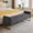 Grey, variant on Peispie 65" Upholstered Ottoman Bench with Square Arms, Modern Light Luxury End of Bed Bench with Gold Metal Legs for Bedroom Living Room Entryway, Blue
