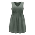 thumbnail image 6 of Nmnitkp Plus Size Swimsuit Cover Up Dress, Women's V-Neck Sleeveless Eyelet Embroidery Beach Dress, Casual Summer Short Dress Gray,5XL, 6 of 6