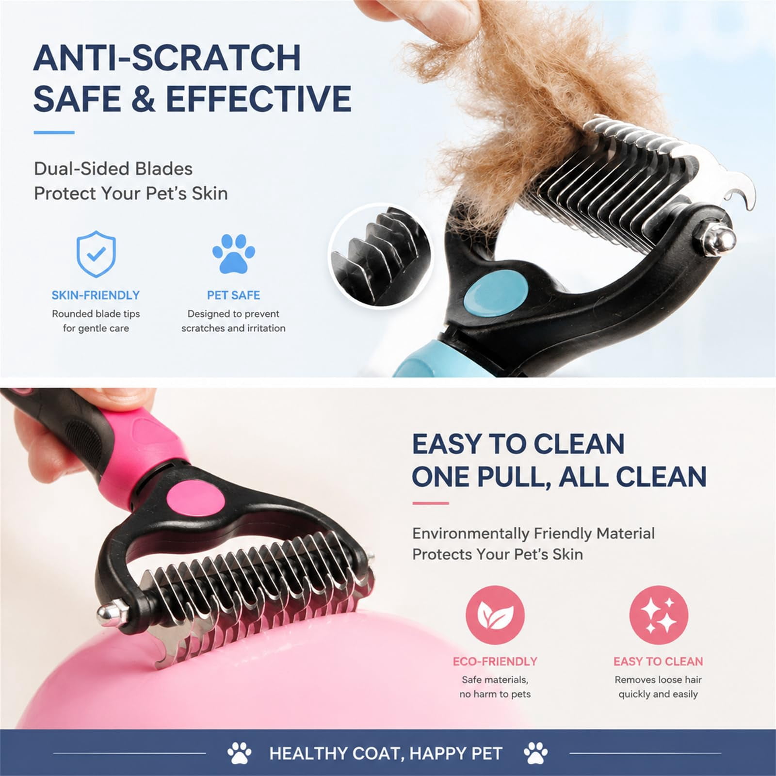 Vivanchor Pet Pro, Dual-Sided Pet Grooming Tool, Cat Brush Rake and Long Haired Dog Brushes, Pets Knotter Dogs and Cats for Grooming Hair
