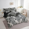 thumbnail image 3 of Manfei Black Bat Bedding Comforter Set 7-Piece, Halloween Theme King Bedding Sets, Victorian Damask Bed Sheets, Microfiber Bedroom Decor, 3 of 8