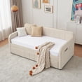 thumbnail image 5 of Demi Bonn Twin Upholstered Daybed Frame with Trundle, Twin Size Sofa Bed for Bedroom Living Room Guest Room, Wood Slat Support, Beige, 5 of 7