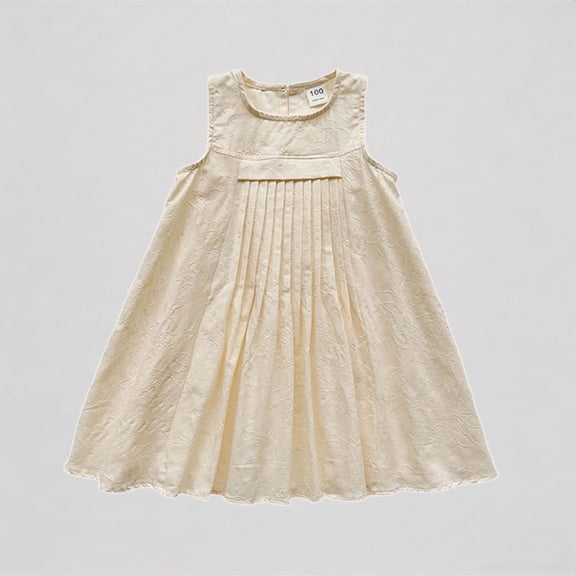 Krdevn Girls Summer Sleeveless Solid Color Dress Casual for Toddler and Kids,1-2 Years