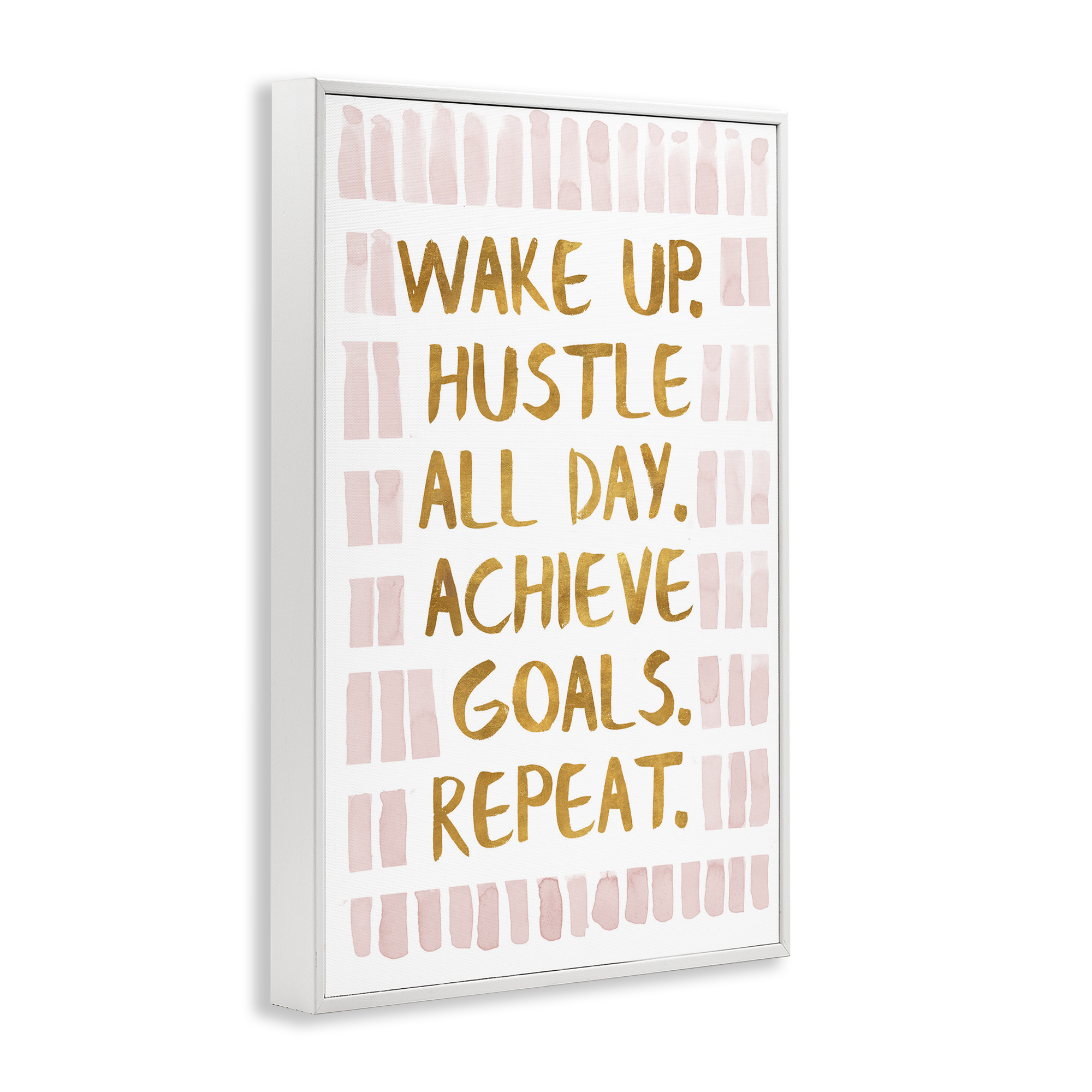 Stupell Industries Wake Up & Hustle Typography Painting White Framed Art Print Wall Art, 16 x 24