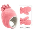 thumbnail image 4 of ZSQDM Two Piece Winter Fleece Solid Color Warm Children's Hat and Gloves beanies Umbrella Hat Bomber Hats Highlight Cap, 4 of 7