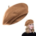 thumbnail image 2 of Boina de lana, gorro cálido de invierno de estilo francés de color sólido para mujer, gorro de pintor de lana retro de otoño e invierno, boina para mujer que combina con todo, 2 of 8