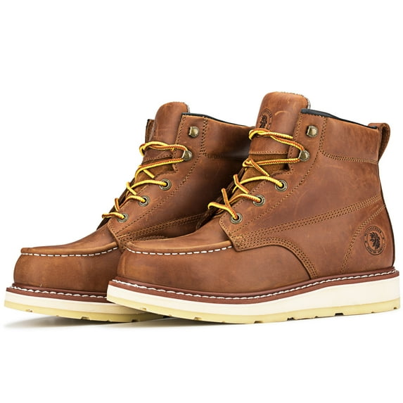 ROCKROOSTER Edgewood Waterproof Work Boots for men 6 inch shoes Steel Toe Safety boots Medium Width Oiled Crazy Horse Leather Shoes, Slip resistant AP858-9.5